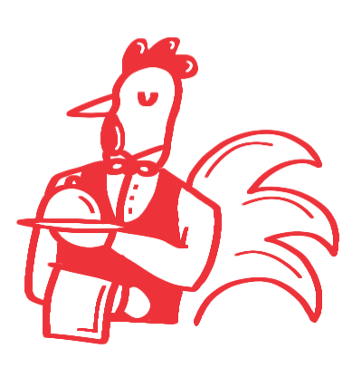 Cartoon chicken illustration for booking feature
